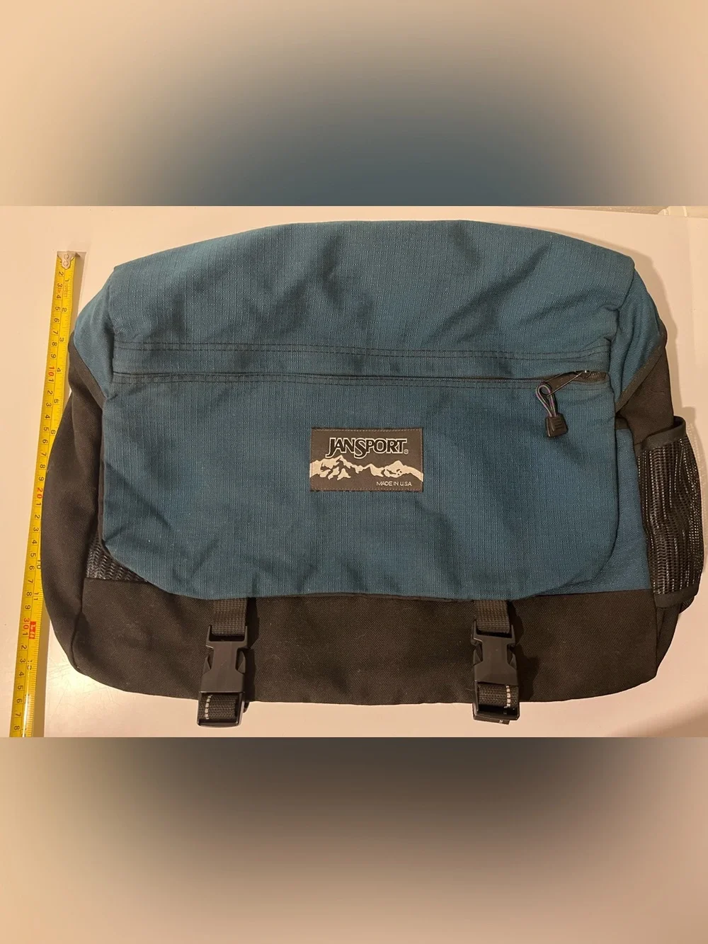 Vintage Jansport Made in USA large teal messenger bag
